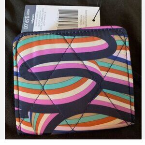 Vera Bradley Outlet Essential Small bifold snap Wallet rainbow Retro Ribbons NWT